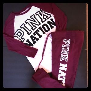 Pink nation burgundy outfit size XS